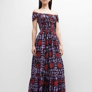 Busayo Olumide Square-Neck Cap-Sleeve Maxi Dress